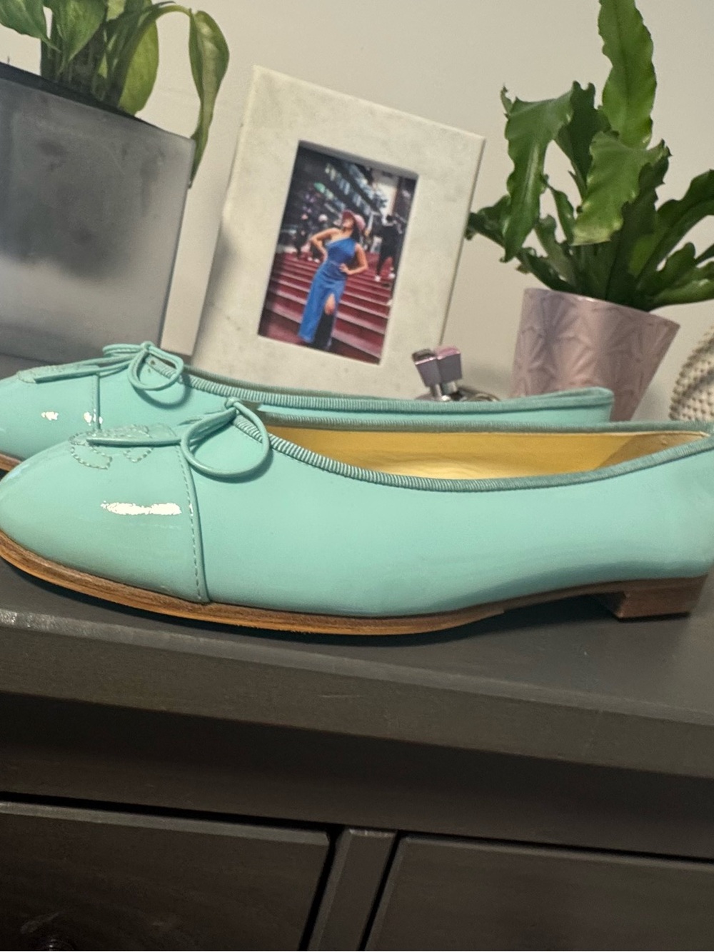 Chanel Turquoise Patent Leather Ballet Flats - Picture 6 of 13